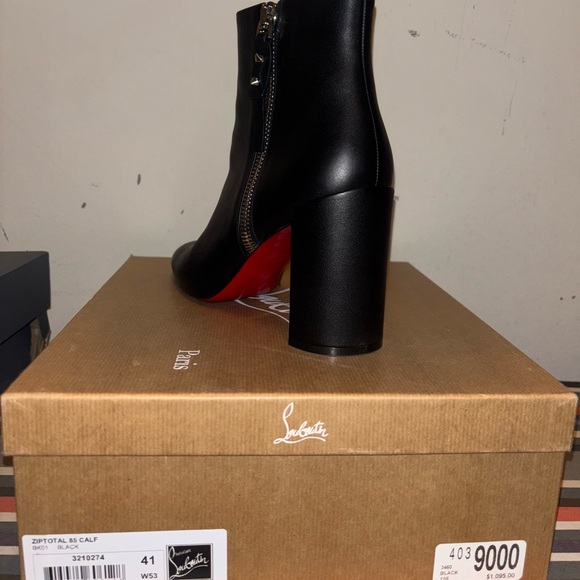 Christian Louboutin Black Ankle Booties with Signature Red Heel - Picture 5 of 5